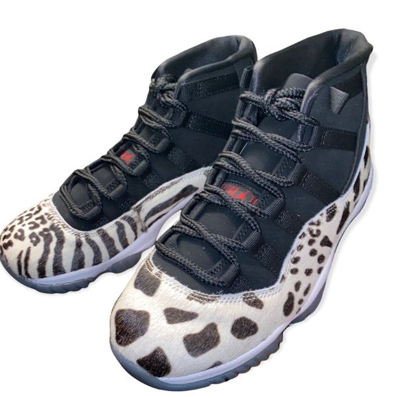 Air Jordan 11 “Animal Instinct” Black/Red-Sail-White Womens Size 7 - Picture 8 of 11